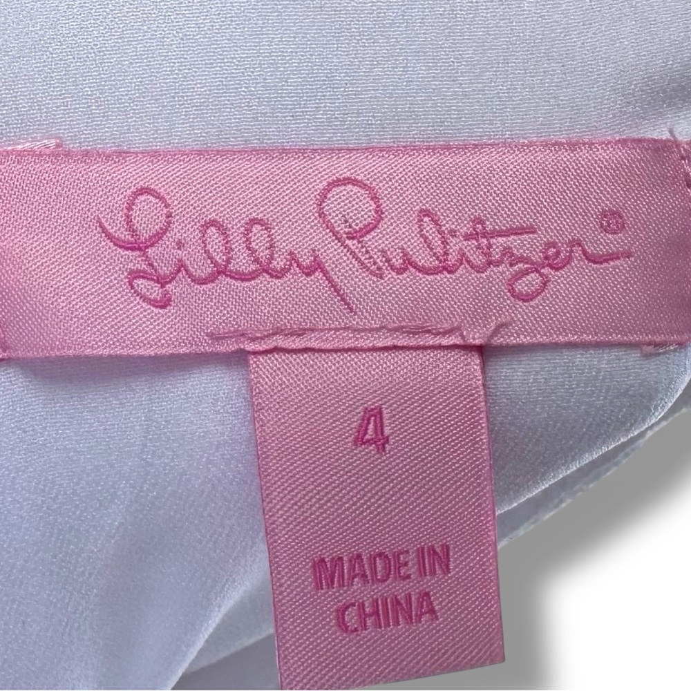 LILLY PULITZER ‘Zina’ White Short Sleeve Stretch Romper Sz 4 - Picture 2 of 5